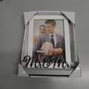 Malden International Designs 5x7 Mr & Mrs Wedding Picture Frame White MDF Wood Frame Routed Gray MDF Wood Base Silver Finish Metal Word Attachment