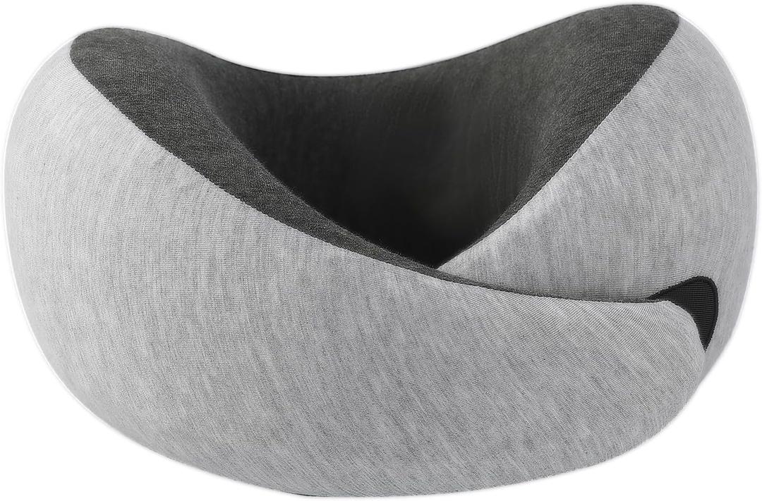 Travel Neck Pillow for Airplane  Memory Foam 360 Support Compact Design Ergonomic Flight Pillow for Sleeping & Neck Support Portable Travel Pillows for Adults, Car, Office Home (Grey)