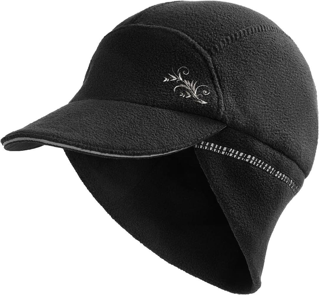 EZPACE Fleece Ponytail Hat for Women with 3M Thinsulate Ear Warmer Running Gear Winter Cold Weather (One Size, Black)