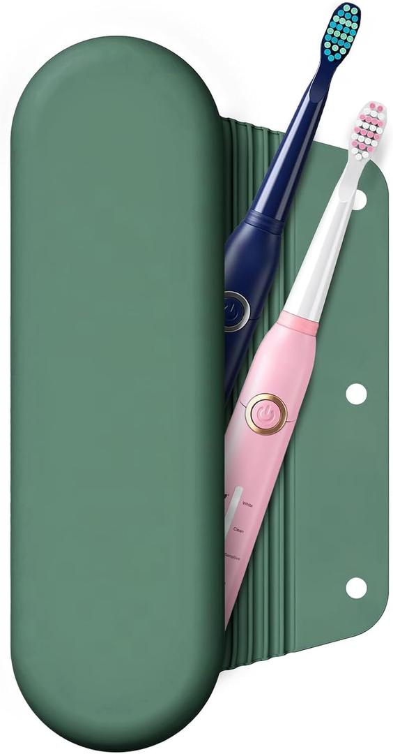 Silicone Electric Toothbrush Travel Case, Manual Toothbrush Travel Cover for Men and Women,Toothbrush for Travel,Gym and More, Fits Most Manual and Electric Toothbrushes - Midnight Green