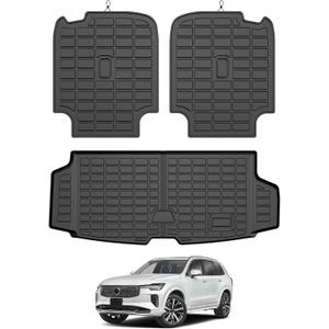 Mixsuper Cargo Liner for Volvo XC90 2016-2024 2025 2026, All Weather Trunk Mat Backrest Mat TPE Back Seat Cover Protector for XC90 Accessories