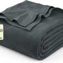 Utopia Bedding 100% Cotton Thermal Blanket Smoke Gray King Size Soft, Lightweight, Breathable, Cozy Spring and Summer Blankets for Bed, Home Room Decor Gifts for Women and Men (90x108 Inches)