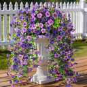 ZFProcess Artificial Hanging Flowers Plants for Outdoor Spring Summer Decoration, 2PCS Faux Silk Daisy UV Resistant Look Real for Outside Home Indoor Planter Porch Garden Yard Decor(Dark Orchid)