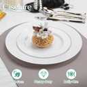 200PCS White Plastic Plates, Heavy Duty Plastic Plate Disposable, Include 100 Dinner and 100 Dessert Plates for Party and Wedding