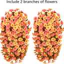 HyeFlora Artificial Fake Fall Hanging Flowers Plants for Outdoor Decor, 2PCS Faux Silk Fall Morning Glory Trailing Vines UV Resistant Look Real for Autumn Home Planter Porch Patio (Orange+Yellow)