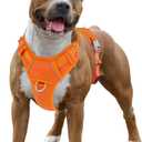 BARKBAY No Pull Dog Harness Large Reflective Dog Harness with Front Clip and Easy Control Handle for Walking Training Running with ID tag Pocket(Orange,L)