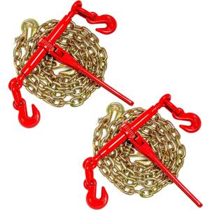 Chain Binder Kit 5/16in -3/8in Grade 70 and 5/16"10ft Chains Includes Ratchet Load Binders lbs Working Strength (2) Binders and (2) G70 5/16in Chains for Industrial Agricultural Towing Applications