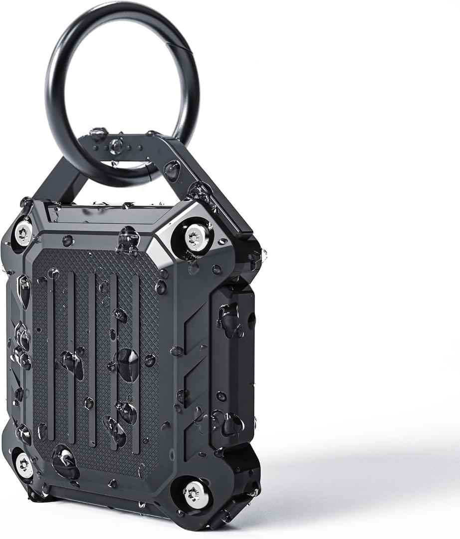 Dovick- Waterproof Airtag Keychain Holder Case,Screw Full Cover Compatible with Apple Air Tag Tracker Key Ring (Black 1Pack)