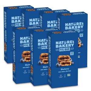 Natures Bakery Whole Wheat Fig Bars, Blueberry, Real Fruit, Vegan, Non-GMO, Snack Bar, 7 Boxes With 12 Twin Packs (84 Twin Packs) BBD 10/27/26