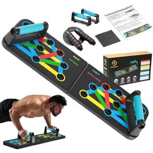 Push Up Board with Adjustable Jump Rope | Push Up Board for Men & Women | Multi-functional Push Up Bar System | Perfect Pushup Board for Exercise | Strength Training Equipment | Skipping Rope (9 in 1 Black)