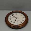 Wooden Wall Clock with Retro Design, 11 Inches Round Wall Clocks Battery Operated Silent Non-Ticking, Big Arabic Numerals, for Kitchen Living Room Classroom Gym and Pool, Brown