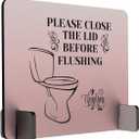 Elegant Free-Standing Bathroom Sign | Polite Reminder: Close Toilet Lid Before Flushing | Hygienic & Stylish Aluminum Design | Easy Setup