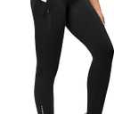 Heathyoga Fleece Lined Leggings Women with Pockets Water Resistant Thermal Leggings Winter Warm Yoga Pants Hiking Running M