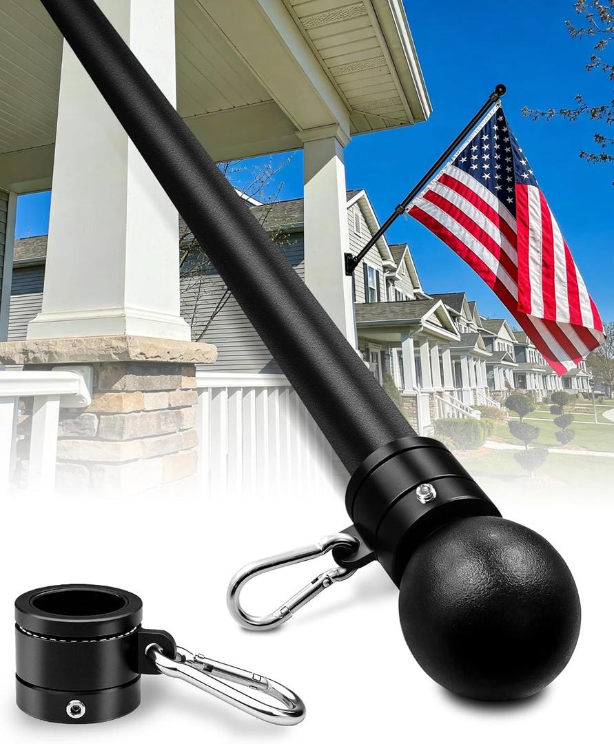 57" One-Piece Flag Pole, Heavy Duty Stainless Steel Flagpole, 2 Thicker Wall, Waterproof & Rust-Resistant, 360 Rotating Anti-Wrap Rings, Fits 1-Inch Brackets(Not Include) for House, Truck, Boat...