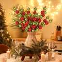 6 Pcs Christmas Tree Floral Pick and Spray 15.7 Inch Red Lime Green Gold Stems Glitter Foam Ball with Shapeable Branches Xmas Ornament for Vase Tree Topper Wreath Garland Holiday Party