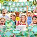 142Pcs Hawaiian Birthday Party Plates and Napkins Tropical Luau Party Decorations Palm Leaves Tableware for Summer Beach Birthday Hawaiian Luau Party Supplies