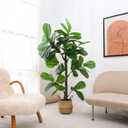 6ft Artificial Plant Fiddle Leaf Fig Tree,Faux Ficus Lyrata in Pot,Ficus Fake Plant Artificial Trees for Office Indoor Outdoor Garden Living Room Home Decor 1PCS (Green)