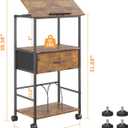 HOMEKOKO 3-Tier Bookshelf with Adjustable Flip Top, Living Room Industrial Movable Bookcase, Rustic Book Shelf with Drawer, Wood-Metal Rustic Bookshelves (Rustic Brown)