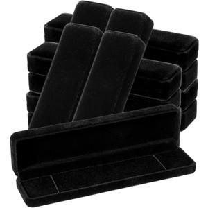 12 Pcs Velvet Bracelet Box Bulk, Black Jewelry Storage Case for Necklace Chain Pendant, Long Travel Jewelry Gift Box for Wedding Valentines Engagement Display