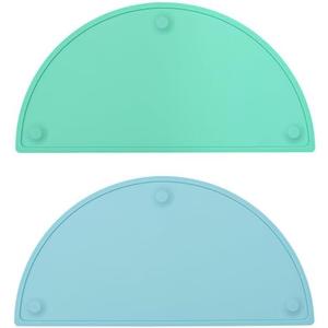 Bundle  2 Items: GASAR, Extra Large 20 x 11 Inches, Silicone Placemats for Toddlers, Kids Placemats for Dining Table, Suction Cups, Raised Edges, Non-Slip, Food Grade, Color Teal & Blue