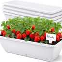 Window Boxes Planters 24 Inch Plastic, White, 4 Pcs