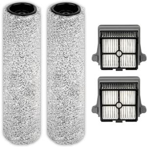 Version 2, Detachable(4 Pack) S7 Pro Brush Rollers and HEPA Filters Compatible With Tineco Floor One S7 Pro, Floor One S6 Wet Dry Vacuum Cleaner (Excluding Handle)