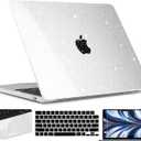 TWOLSKOO Glitter Case for MacBook Air 13 inch M5 2026 M4 M3 M2 2025-2022 (Model A3449 A3240 A3113 A2681), Bling Hard Shell Case & Keyboard Cover & Screen Film for MacBook Air 13.6 inch, Star Clear, Macbook Air 13.6 Inch, 13.38 X 8.85 Inches