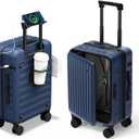 Expandable Lightweight PC Hard Shell Suitcase, 20-inch Luggage with TSA Lock, Top Opening & Cup Holder - Ideal for Business Travel Suitcase (Blue, Carry-on 20-Inch)