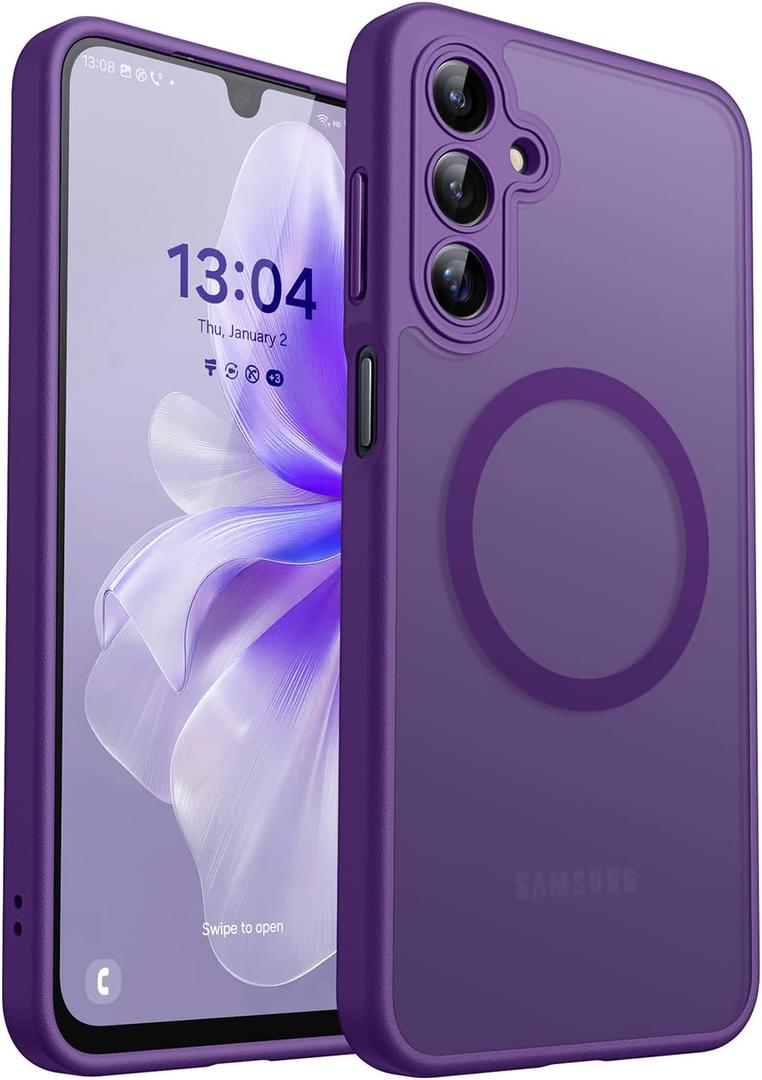 CANSHN Designed for Samsung Galaxy A16-5G Case [Full Camera Protection] [Compatible with Magsafe] Translucent Matte Back Protective Phone Cover, Deep Purple