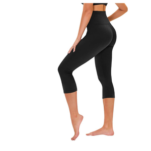 TNNZEET Capri Leggings for Women - Tummy Control Black Leggings with Pockets High Waisted Yoga Pants Workout Cycling Leggings, Size: L