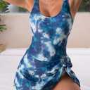 Eomenie One Piece Swimdress Swimsuits for Women Tummy Control Swim Dresses Skirt Bathing Suit (Blue, XXL)