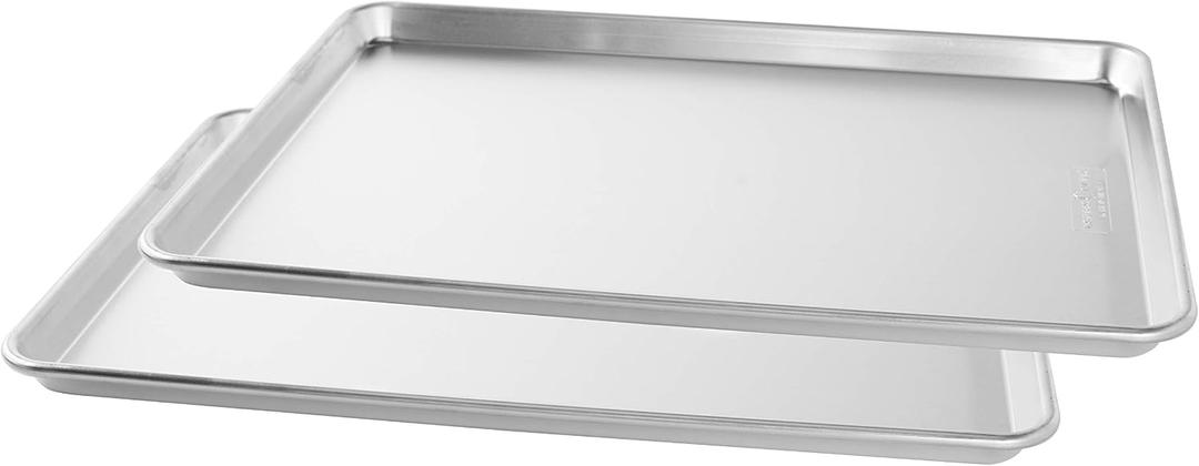 Nordic Ware Naturals Extra Large, 21 x 15 inch Baking Set - USA Made Aluminum Commercial Quality Pan for Baking or Roasting, Encapsulated Galvanized Steel Rim Prevents Warping, 2pk Big Sheet, Big Sheet, 2-pack