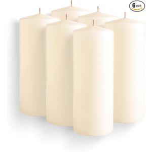 Simply Soson Ivory Pillar Candles 2.5x6 Set of 6, Unscented Bulk Pack | Ivory 2.5x6 pillar candles, set of 6, unscented for weddings, home décor, events, and elegant ambient lighting.
