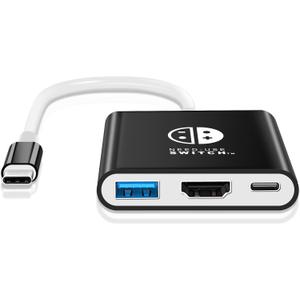 Switch Dock for Nintendo Switch Docking Station 4K Video Portable TV Adapter Connector for Nintendo Switch NS/OLED USB C to HDMI Travel Dock with USB 3.0 Plug & Play (Black+White)