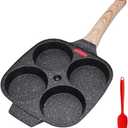 Egg Frying Pan, Fried Egg Pan Nonstick 4 Cups Pancake Pan Aluminium Alloy Cooker for Breakfast, Egg Pan Suitable for Gas & Induction (Black) (7.3 in No Lid)