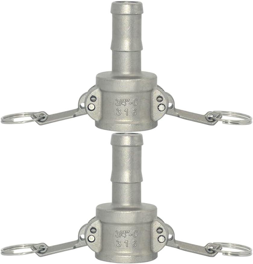 VARMHUS Hose Barb Fitting x 3/4"C Trash Pump Adapter Female Camlock,Stainless Steel 316 (0.75 Inch)