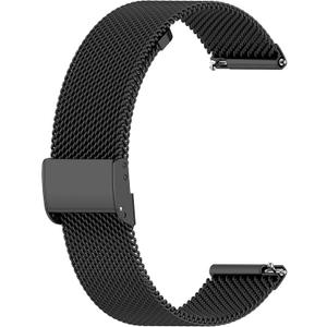 RuenTech Compatible with FITVII H86/HM68 Smart Watch Bands, Stainless Steel Metal Mesh Loop Straps Replacment Bands for FITVII 1.57" Fitness Tracker (Black)