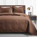 Love's cabin Quilts for Queen Bed Brown Bedspreads Bedding Set - Lightweight Bedspread Comforter - Coin Pattern Bedding Coverlet for All Season - 3 Pieces (1 Quilt, 2 Pillow Shams) Color: Coin Pattern Brown