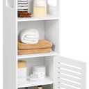 Small Bathroom Storage Cabinet, White Floor Standing Storage Cabinet Home Furniture Shelf,Suitable for Toilet Bedroom Kitchen Living Room
