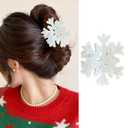 Christmas Snowflake Hair Clips Large White Snowflake Xmas Hair Claw Clip Strong Hold Non-slip Hair Jaw Clips Cute Acrylic Christmas Hair Accessories for Women Girls Winter Hair Decorations