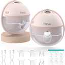 Paruu Hands Free Breast Pump P16, Wearable Breast Pump Electirc Portable with 4 Modes & 12 Levels, Max 309mmHg Strong Suction 19/21/24mm Flange Inserts Wearable Breastfeeding Pump, 2 PackNude