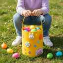 Breling 6 Pcs Large Easter Egg Basket Bulk Easter Bunny Baskets with Handles Reusable Felt Bucket for Candy Gifts Storage Party Favors 10 x 9 x 9 Inch(Pastel)