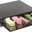 Safco Coffee and Sugar Organizer 3274BL Hospitality Tray, Home, Office, & Hotel, 1 Drawer, Black, 12"W x 11"D x 3 "H