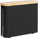 StorageWorks Toilet Paper Storage Basket, Papers Container with Bamboo Lid, Medium Toilets Holder for Up to 9 Mega Rolls, Organizer for Bathroom, Black, 1 Pack