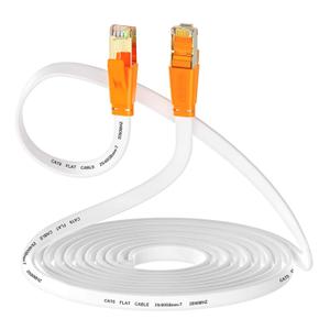 Smolink Ethernet Cable 10 FT, Cat 8 Ethernet Cable 2000Mhz 40Gbps, Internet Cable Professional Flat LAN Cable SFTP Patch Cord with Gold Plated RJ45 Connector for Router Modem, White