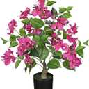 26.3 Large Fake Plants Artificial Flowers Magenta Bougainvillea Artificial Trees Indoor Pots, Faux Plants Perfect for Home Decor, Living Room, Bedroom, Dining Room Table Decor (# Magenta Large)