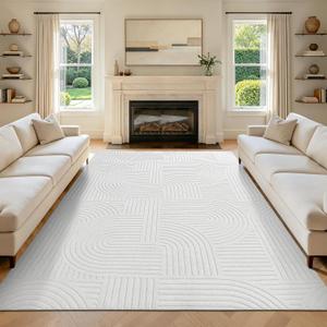 Pauwer 6x9 Area Rugs for Living Room, Modern Non Slip Washable Rug, White