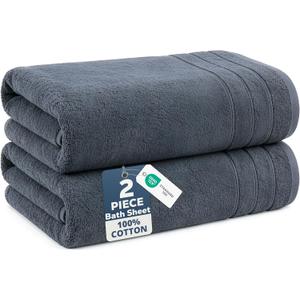 Casa Platino 100% Cotton 2 Pack Bath Sheets (36"x72") - Ring Spun, Extra Large Cotton Bath Towels Set - Quick Dry, Soft & Absorbent Oversized Towel Set - Remains Soft after Multiple Washes - Cool Grey