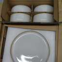 Herogo Plates and Bowls Sets for 4, 12 Pieces Stoneware Dinnerware Sets, Double Reactive Glaze, Microwave & Dishwasher Safe, Scratch Resistant, Ivory White