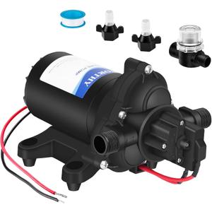 ECO-WORTHY RV Fresh Water Pump 12V DC 3.5GPM 45PSI with Pressure Switch, 12Volt Self Priming Water Pressure Diaphragm Pump On demand for RV Yacht Camper Sprayer Food Truck Black